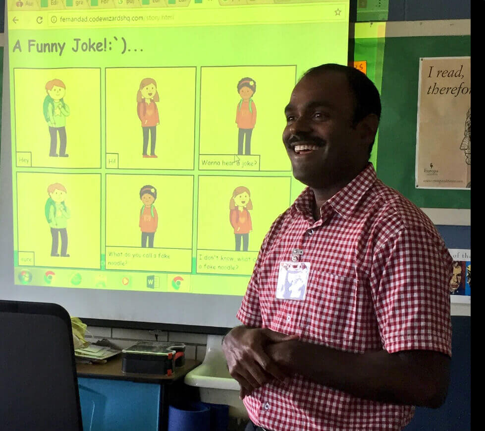 jey teaching a coding class