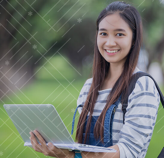 High school girl on laptop