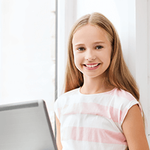 Elementary school girl in summer coding camps